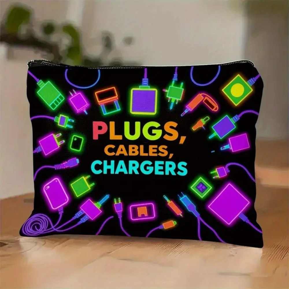 Cable Organizer - 새로운 캔버스 소재의 충전기 보관 파우치,